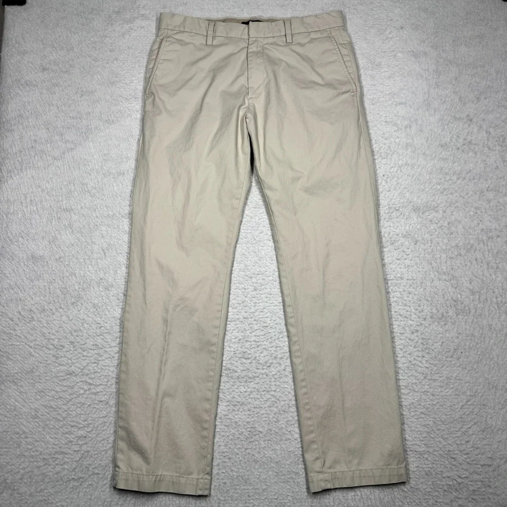 Banana Republic Emerson Flat Front All‎ Cotton Chino Pants Ivory Men's 33x32